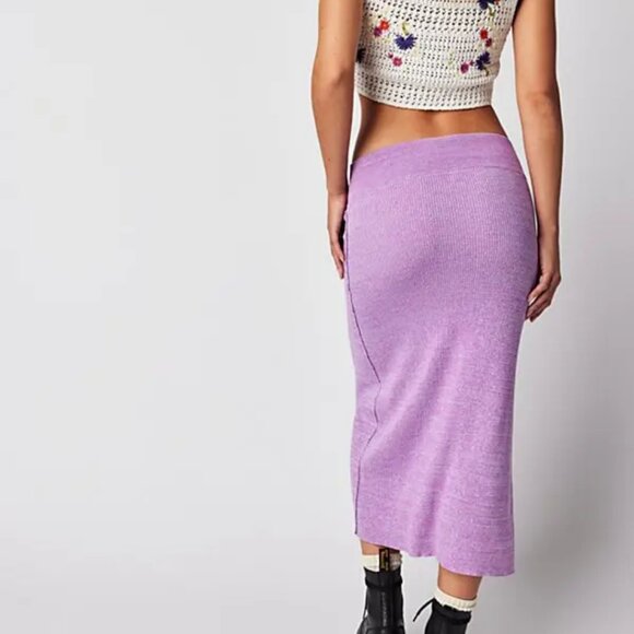 NWOT Free People Golden Hour Midi Skirt in Purple - Picture 3 of 3